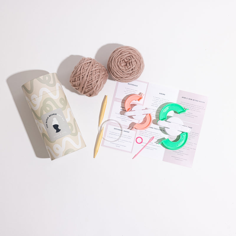 The Basic Beanie Knit Kit, Baby - Adult Sizing